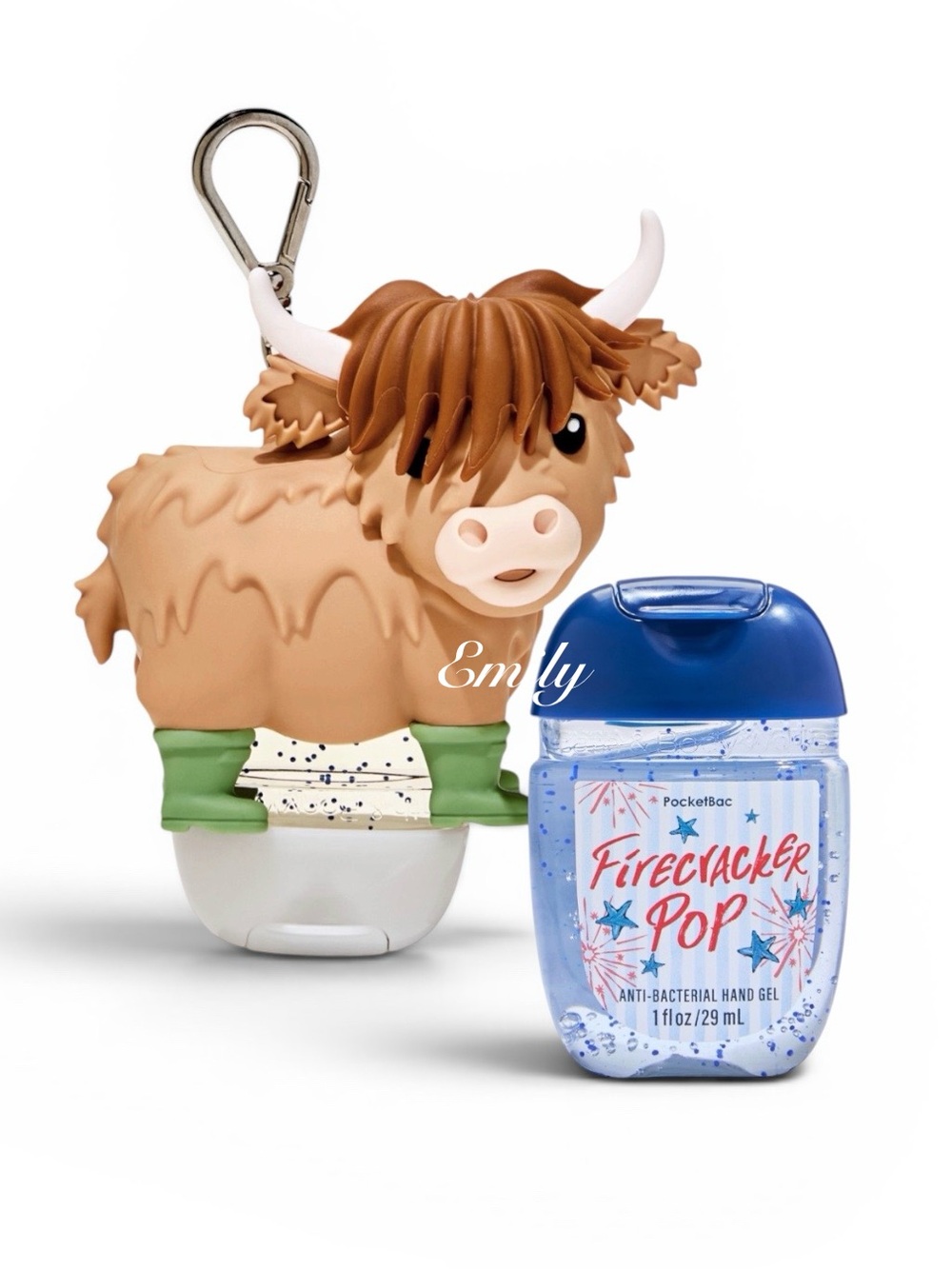 Bath & Body Works HIGHLAND COW Keychain PocketBac Holder + FIRECRACKER POP set